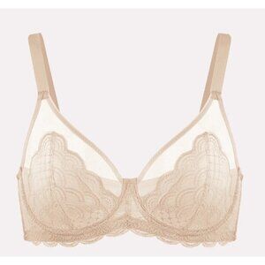 HSIA Mermaid Scales Lace Beige Unlined Underwire Bra NWT 40D